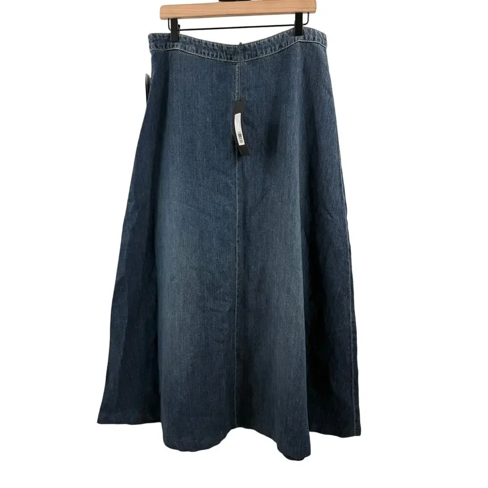 Nili Lotan Astrid Denim Skirt SZ 30 NWT Classic Wash Blue ALine Maxi Cotton Jean